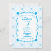 Invitation Notre petit Baby shower bleu Valentine (Devant)