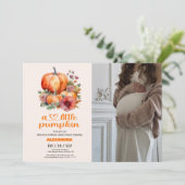 Invitation Notre petit Baby shower Citrouille (Debout devant)