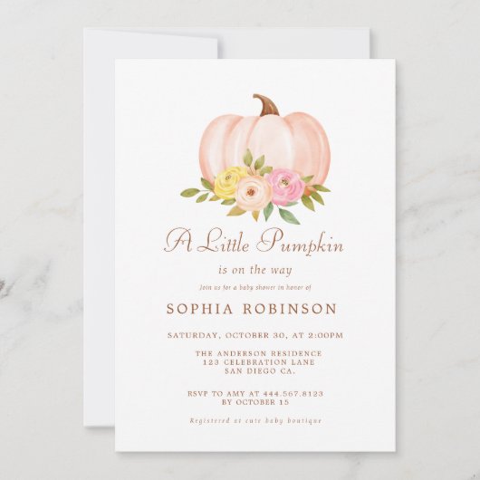 Invitation Notre petit Baby shower Citrouille (Devant)