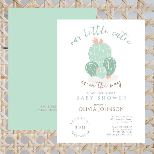 Invitation Notre petit Baby shower d'aquarelle Succulent Cuti