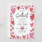 Invitation Notre petit Baby shower de coeur Saint-Valentin (Devant)