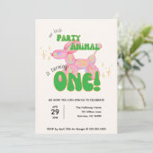 Invitation Notre Petit Ballons de fête animal 1er anniversair (Debout devant)