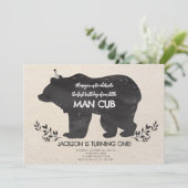 Invitation Notre Petit Bear Cub Bois Bois Premier Anniversair (Debout devant)