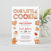 Invitation Notre petit biscuit Baby shower d'hiver de Noël (Debout devant)