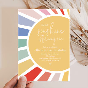 Invitation Notre Petit Boho Sunshine Rainbow 1er anniversaire