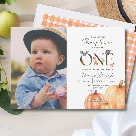 Invitation Notre Petit Bois Citrouille Automne Premier Annive