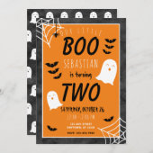 Invitation Notre petit Boo 2e anniversaire fantôme Halloween (Devant / Derrière)