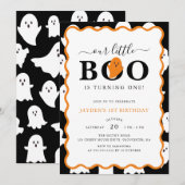 Invitation Notre petit Boo Black Ghost Halloween 1er Annivers (Devant / Derrière)