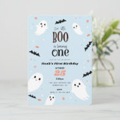 Invitation Notre Petit Boo Bleu Halloween Premier anniversair (Debout devant)