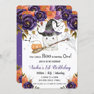 Invitation Notre Petit Boo Cute Ghost Halloween 1er Anniversa