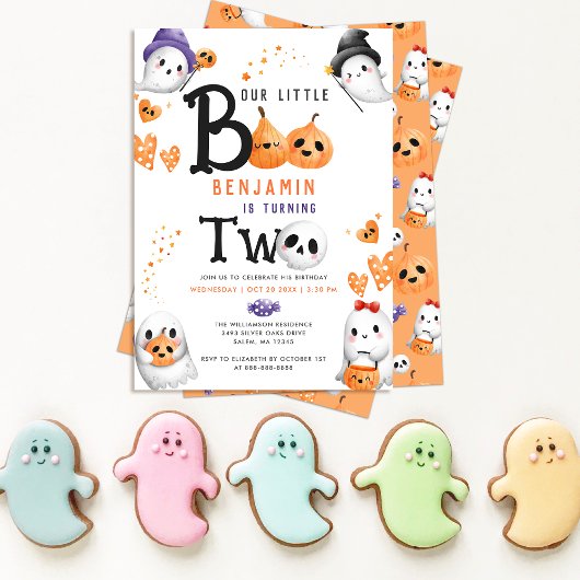 Invitation Notre Petit Boo Cute Ghosts Halloween 2e Anniversa