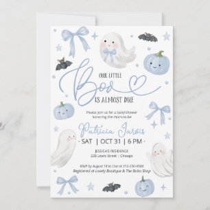 Invitation Notre petit Boo est presque arrivé Baby Shower Ble