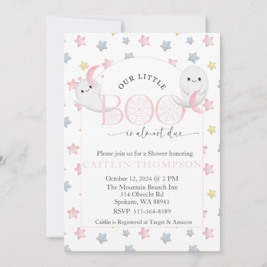 Invitation Notre Petit Boo est presque dû Halloween Baby (Devant)