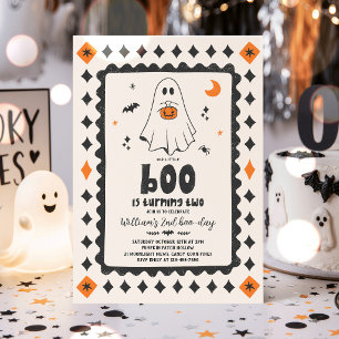 Invitation Notre petit Boo garçon fantôme Halloween 2e annive