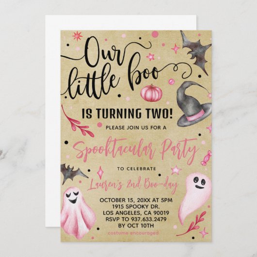Invitation Notre petit Boo Halloween 2e anniversaire (Devant / Derrière)