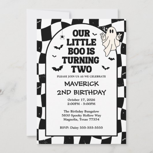 Invitation Notre petit Boo Halloween 2e anniversaire (Devant)