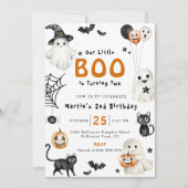 Invitation Notre petit BOO mignon Halloween Ghost 2e annivers (Devant)