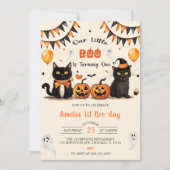 Invitation Notre Petit Boo Tournant Un Chat Noir Halloween (Devant)