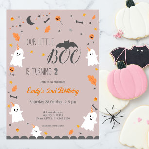 Invitation Notre Petit Boo tourne, Anniversaire d'Halloween