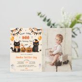 Invitation Notre Petit Boo Turner Chat Noir Halloween Photo (Debout devant)