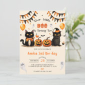 Invitation Notre Petit Boo Turner Deux Chats Noirs Halloween (Debout devant)