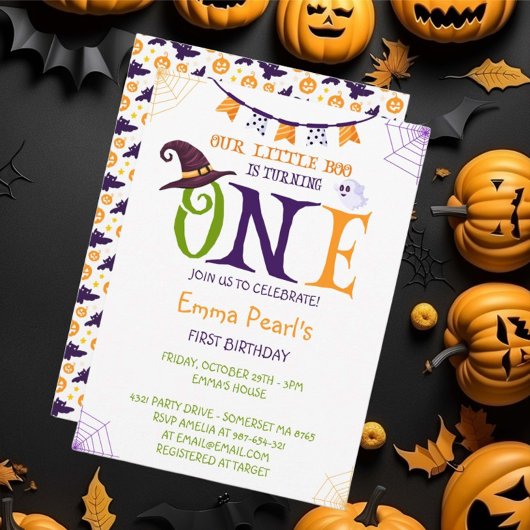 Invitation Notre Petit Boo Turner Un, Halloween 1er Anniversa