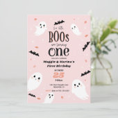 Invitation Notre Petit Boos rose Twin Halloween Premier anniv (Debout devant)