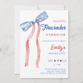 Invitation Notre Petit Bow Firecracker Anniversaire (Devant)