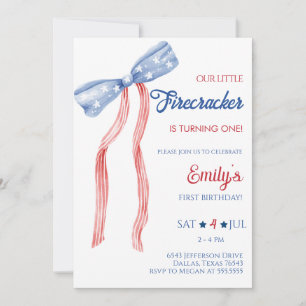 Invitation Notre Petit Bow Firecracker Anniversaire