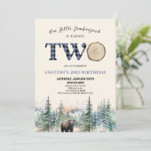 Invitation Notre petit bûcheron Bear Bleu 2e fête d'anniversa (Debout devant)