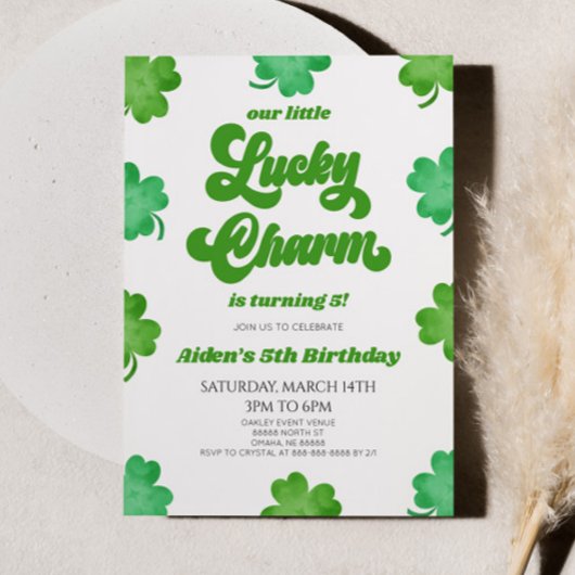 Invitation Notre Petit Charme Vert Clover Anniversaire Fête