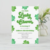 Invitation Notre Petit Charme Vert Clover Anniversaire Fête (Debout devant)