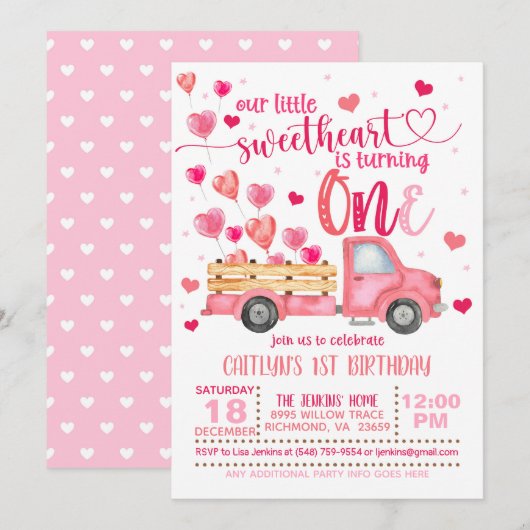 Invitation Notre petit chou fête son premier anniversaire Inv (Devant / Derrière)