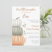 Invitation Notre Petit Citrouille 1er anniversaire (Debout devant)