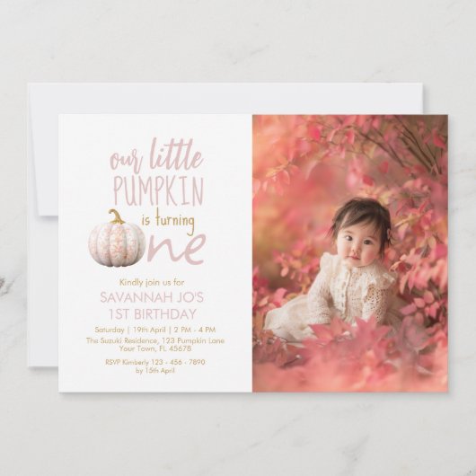 Invitation Notre Petit Citrouille 1er anniversaire (Devant)