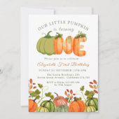 Invitation Notre petit Citrouille 1er anniversaire automne ph (Devant)