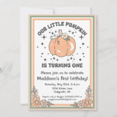 Invitation Notre petit Citrouille 1er anniversaire Citrouille (Devant)