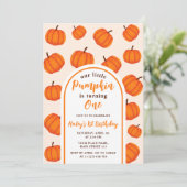 Invitation Notre Petit Citrouille 1er Anniversaire Orange (Debout devant)