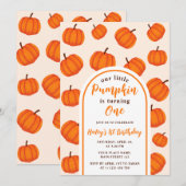Invitation Notre Petit Citrouille 1er Anniversaire Orange (Devant / Derrière)