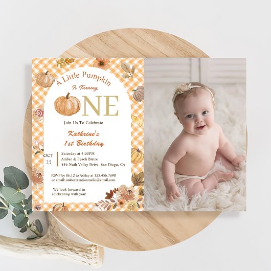 Invitation Notre Petit Citrouille 1er Anniversaire Orange Fal