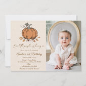 Invitation Notre petit Citrouille 1er anniversaire Photo (Devant)