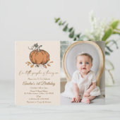 Invitation Notre petit Citrouille 1er anniversaire Photo (Debout devant)