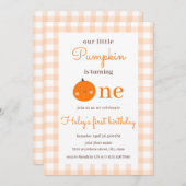 Invitation Notre Petit Citrouille 1er Orange Fall Premier Ann (Devant / Derrière)