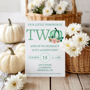 Invitation Notre petit citrouille a DEUX ans, fête d'annivers