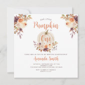 Invitation Notre Petit Citrouille a un Anniversaire Floral Ru (Devant)