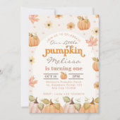 Invitation Notre Petit Citrouille Automne Aquarelle Florale A (Devant)