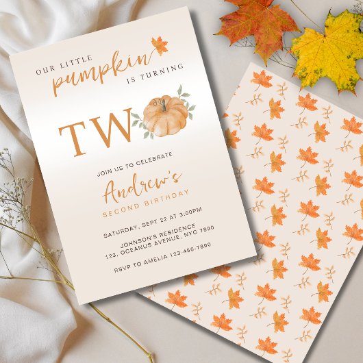 Invitation Notre Petit Citrouille Automne Automne 2e Annivers