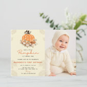 Invitation Notre Petit Citrouille Automne Automne Automne Flo (Debout devant)