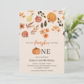 Invitation Notre petit Citrouille Automne bébé 1er anniversai (Debout devant)