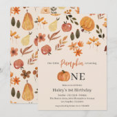 Invitation Notre petit Citrouille Automne bébé 1er anniversai (Devant / Derrière)